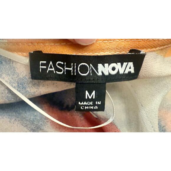 Fashion Nova Nadine Whimsy Midi Dress Abstract Floral Size Medium Faux Wrap - Picture 7 of 10